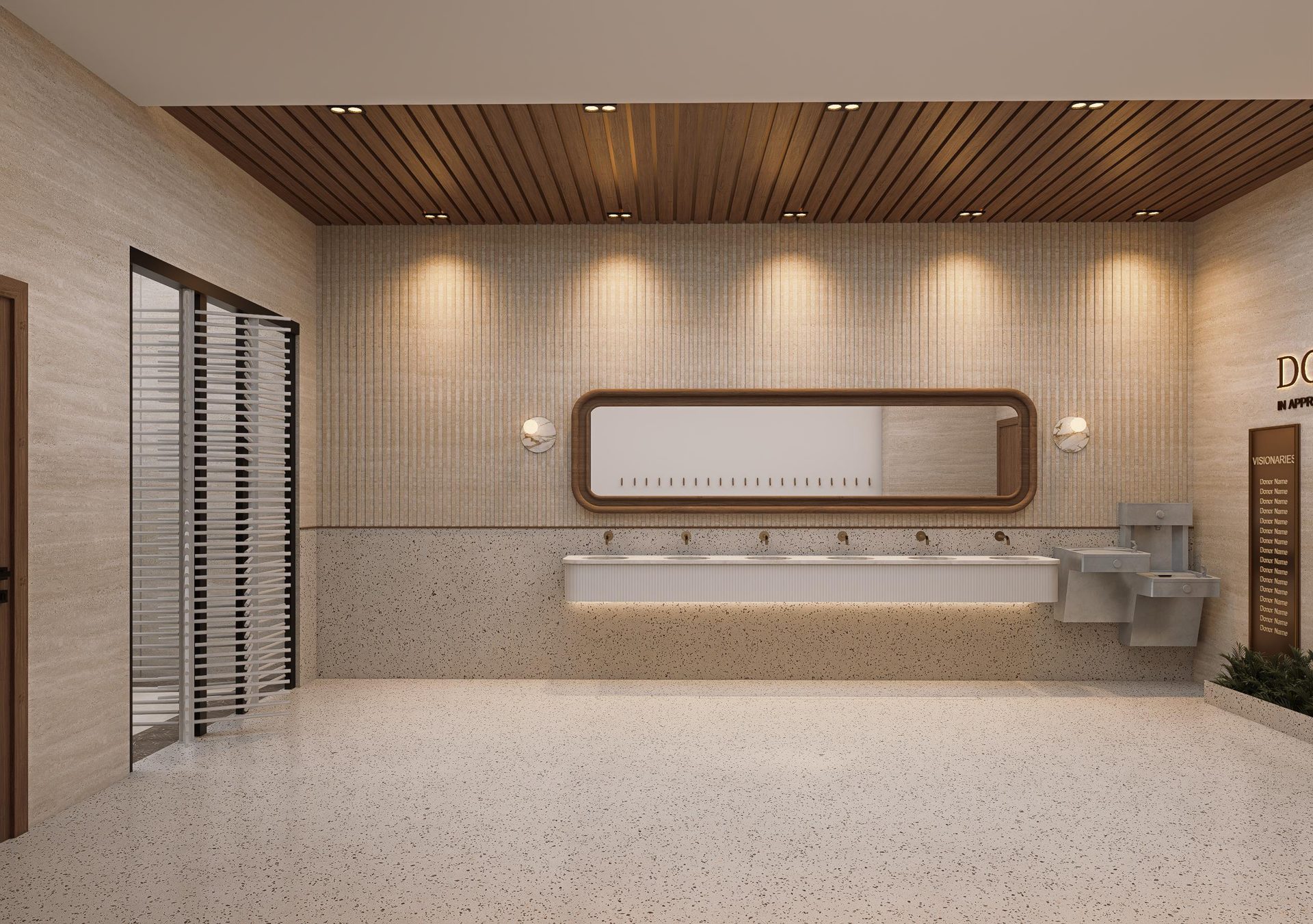 Negel vasser washing station along the lobby wall